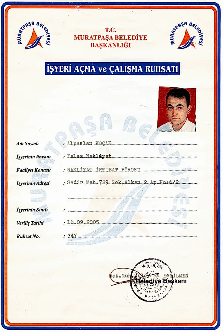 falez evden eve nakliyat ruhsatı